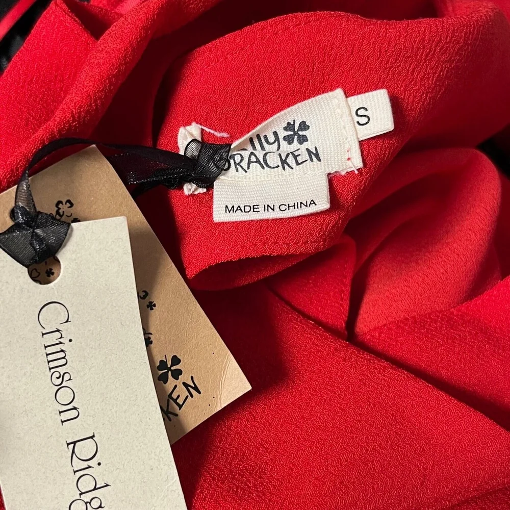 Molly Bracken Red Back Cross Sparkle Dress Size Small NWT
